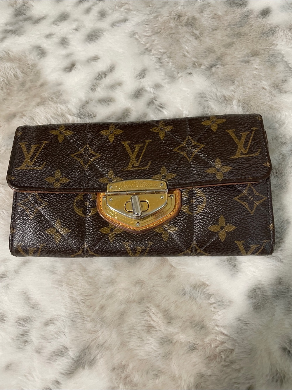 Louis Vuitton Monogram Canvas Brown and Gold Turn-Lock Wallet